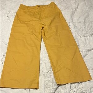 NWT Gigio Mustard Yellow Wide-Leg cropped Pants, size large